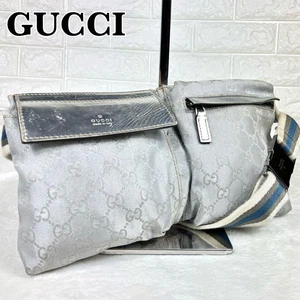 Rare sac Gucci couleur taille Gg toile cuir bandoulière argent