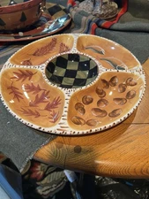 S Riggsbee White Outpost Chip And Dip Plate Platter Hand Painted Zrike Company