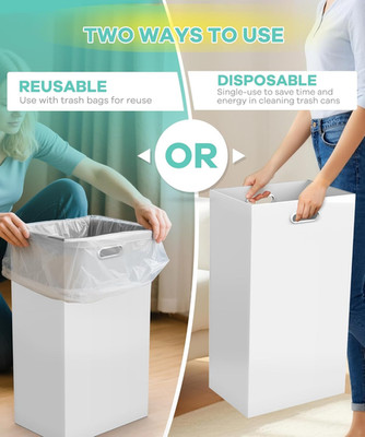 4 Pack Disposable Trash Cans Parties 13 Gallon Large Collapsible Garbage Handle