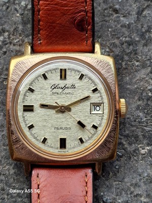   GUB Glashütte, Spezimatic   Tetra   Kal.75 , RIOS Band , Echt Strauss