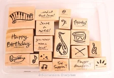 Vintage 1999 Stampin' Up! ALL THAT JAZZ Lot of 19 Rubber Stamps