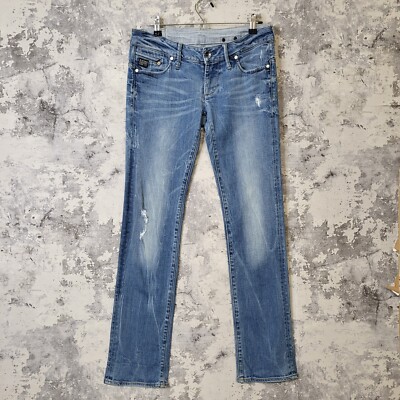 G-Star Raw Denim Jeans 32R W32'' x L32'' Skinny Button Blue Washed Fade Torn A