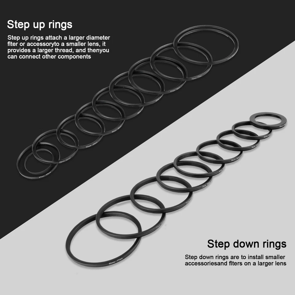 Lens Filter Adapter Ring Dimensions 37-82/82-37MM Multi-purpose , multi-size - Image 3 of 4