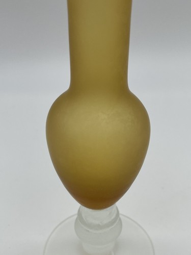 VTG Lefton Hand Blown Glass Bud Vase Frosted Orange MCM 9” - Picture 3 of 8