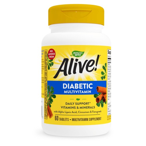 Alive! SUPLEMENTO MULTIVITAMÍNICO DIABÉTICO Tabletas APOYO DIARIO VITAMINAS MINERALES - Imagen 7 de 8