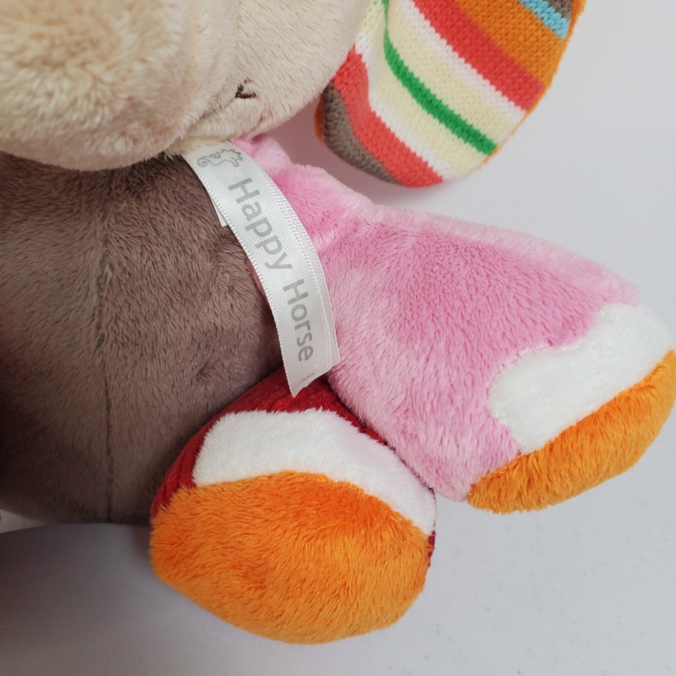 Happy Horse Plush Colorful Elephant Soft Stuffed Animal Toy Stripe Ears