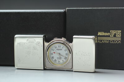 Rare [Near MINT in Box] ZIPPO Nikon F5 Alarm Works Clock Quartz From JAPAN
