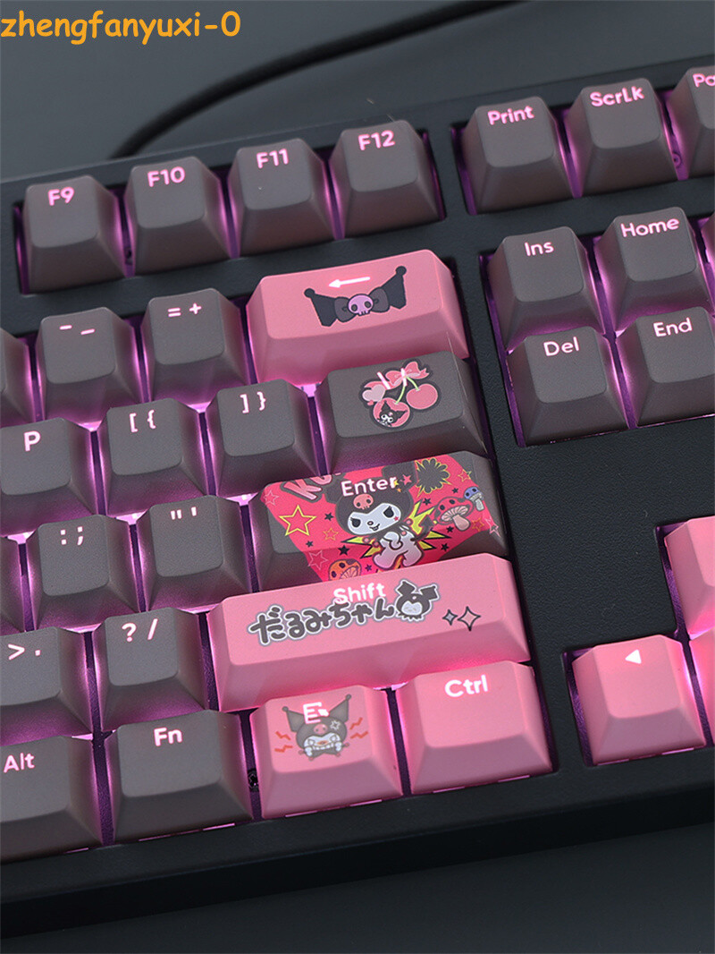 ✭*:゜☆tomomi Shop゜:*✭ 108Keys Cute Kuromi Transparent PBT OEM Keycaps Full Set For