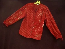 Sundance Top~Buttoned Blouse~Tied Sleeves~Artsy Creation~Cotton Gem~Sm~EUC~ROOMY