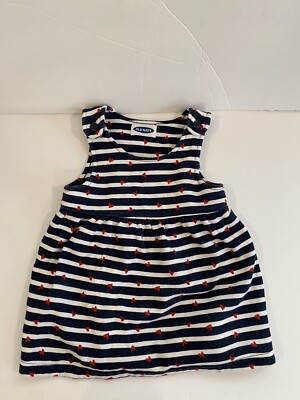 Old Navy Baby Girls Striped Heart Dress, Red, 12-18 M