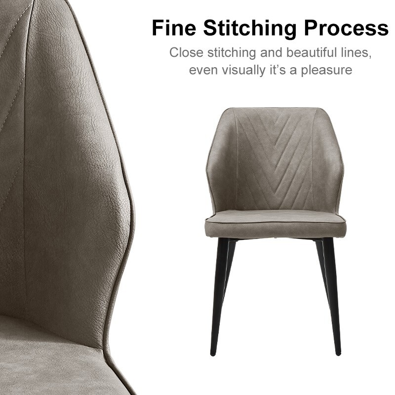 Pair of Grey Faux Leather Padded Dining Chairs Seat Kitchen Restaurant