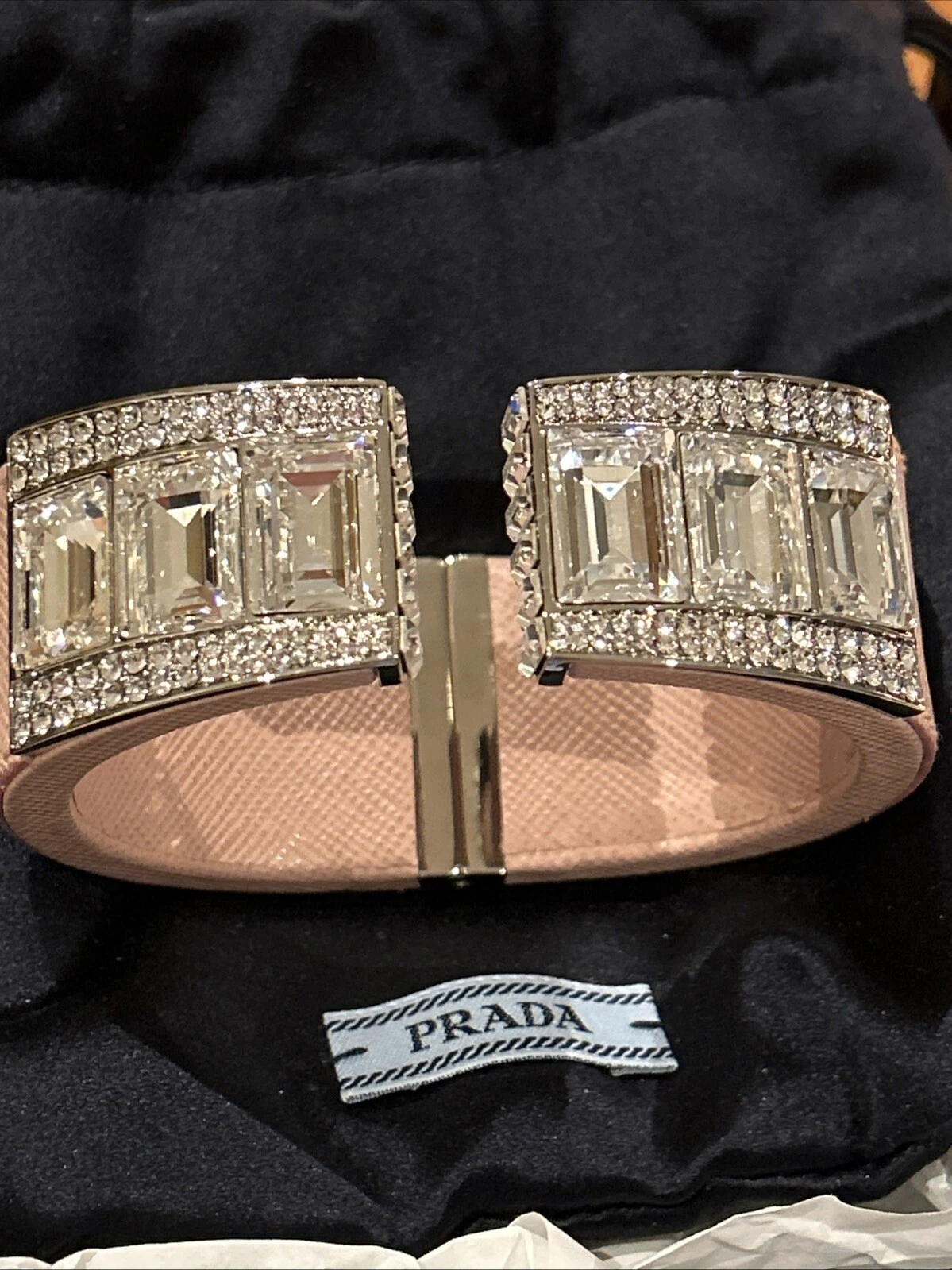 Bracciale Prada Vintage Saffiano Pelle Rosa Cristallo