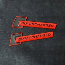 2x Matte Red New SUPERCHARGED Metal Emblem Decal Badge Sticker 3D Sport Door Car