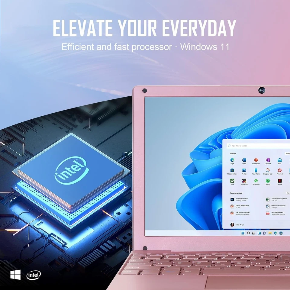 10'' Laptop Windows 11 Notebook 8GB+128GB Intel Celeron Quad-Core Processors - Image 2 of 4