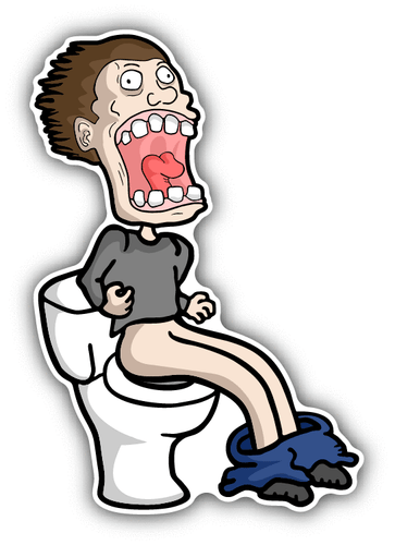 Man Toilet Crazy Cartoon Car Bumper Sticker Decal 3 Man Toilet Crazy Cartoon Car Bumper Sticker Decal 3