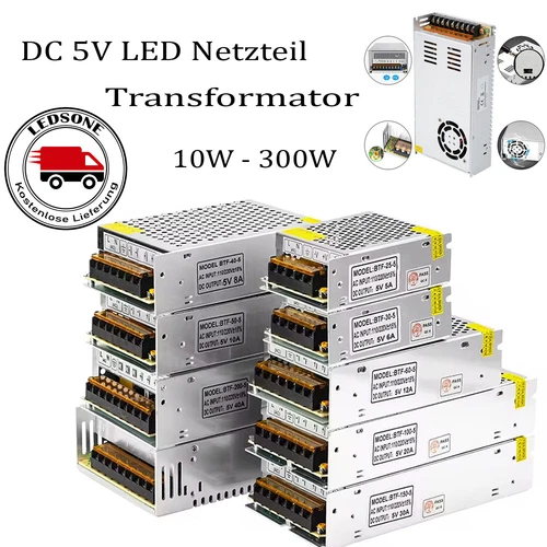 Trasformatore di alimentazione per LED DC 5V, alimentatore switching AC 110V - 240V integrato 10W - 300W - Immagine 1 di 55