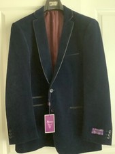 VINCI REGULAR FIT VELVET SPORT COAT NAVY MEN  s SINGLE BREASTED, 2 BUTTONS XL