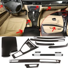ABS Carbon Fiber Interior Center Console Panel Trim Set For BMW 3 E90 2005-12