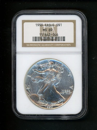 1990 US American Silver Eagle Dollar $1 NGC MS69 GEM UNCIRCULATED Choice White
