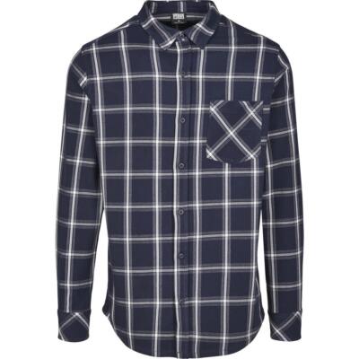 Urban Classics Basic Check Shirt Navy Men Long Classic Jeans Blue