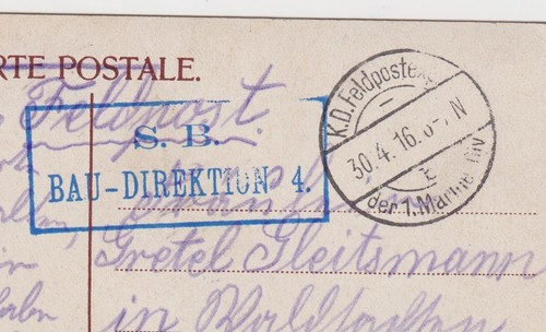Tarjeta de la Primera Guerra Mundial German Feldpost 1 División de Marines Ostende 1916 a Meerane Sajonia - Imagen 3 de 3