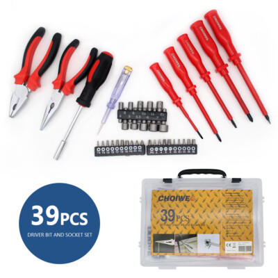 39pcs Screwdriver Tool Kit,Household Hand Tool Set With Plier,Screwdriver,Socket