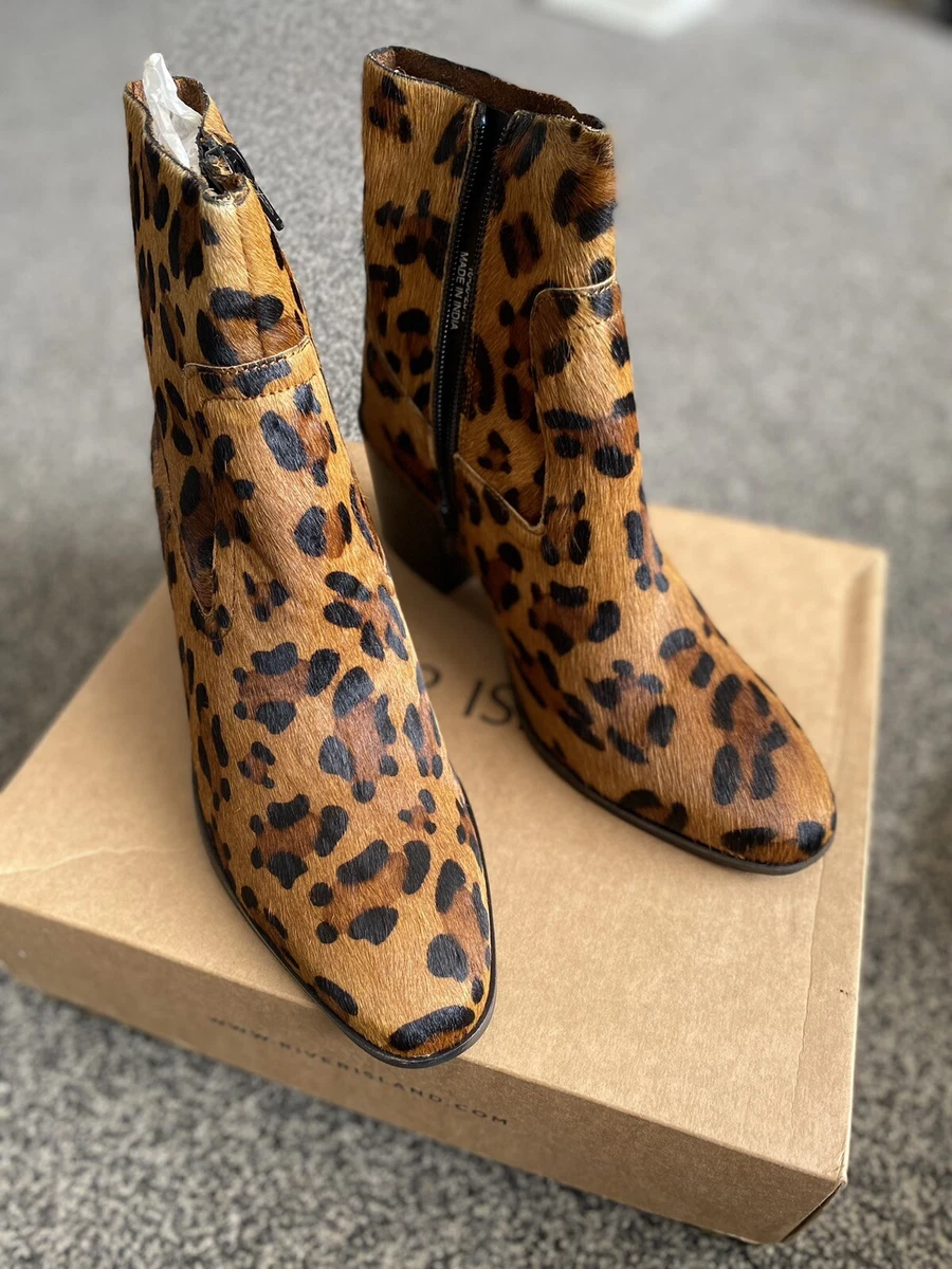 Leopard print ankle boots river best sale island