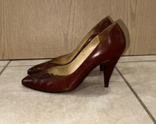 VINTAGE 80'S GUCCI BROWN LEATHER TIP DETAIL CLASSIC PUMPS Sz 7D