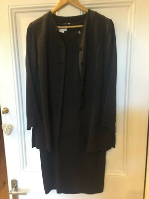 JAEGER - Stunning silky jacket & dress, Size 8/10  Animal print brown/black