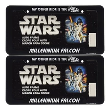 Black Star Wars Millennium Falcon Plastic Frame 12.5" x 6.5" -  2 PC