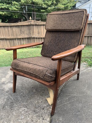 Vintage Mid Century Modern Danish Atomic Eames Era Wood Cigar Lounge Chair MCM