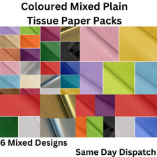 Coloured Plain Mixed Tissue Paper Wrapping  Packs Valentines Birthday 6 Designs
