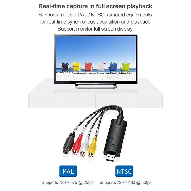 USB 2.0 Audio TV Video VHS to DVD VCR PC DVR HDD Converter Adapter Capture Card - Image 3 of 4