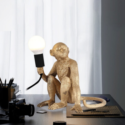 Modern Gold Monkey Table Lamp Sitting Unique Monkey Light E26 Home/Office Decor