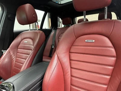 2 x Mercedes Benz AMG Front Seat Logo Emblem Badge A B C E S Class GLC GLE SLK