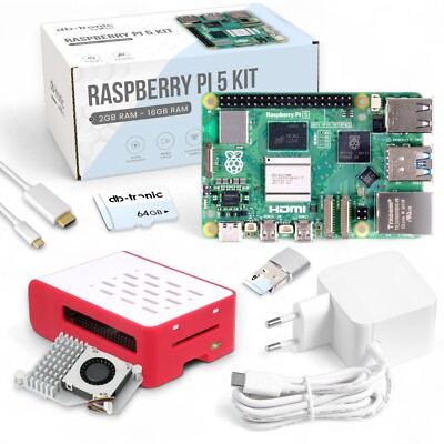 Raspberry Pi 5 8GB Cooler-Kit | Netzteil 27W | Gehäuse | 64GB Edition | Cooler
