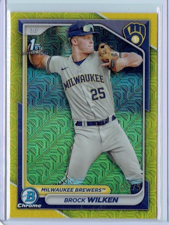 2024 Bowman Chrome Brock Wilken 1st Mega Box Yellow Mojo Refractor #/75