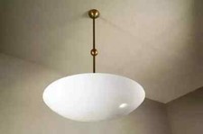 Elegant Mid Century Modern Raw Brass Ceiling Flush Mount Pendant Light Fixture
