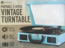 New 3 Speed Vinyl Turntable Suitcase With Built in Speaker Innovative Technology