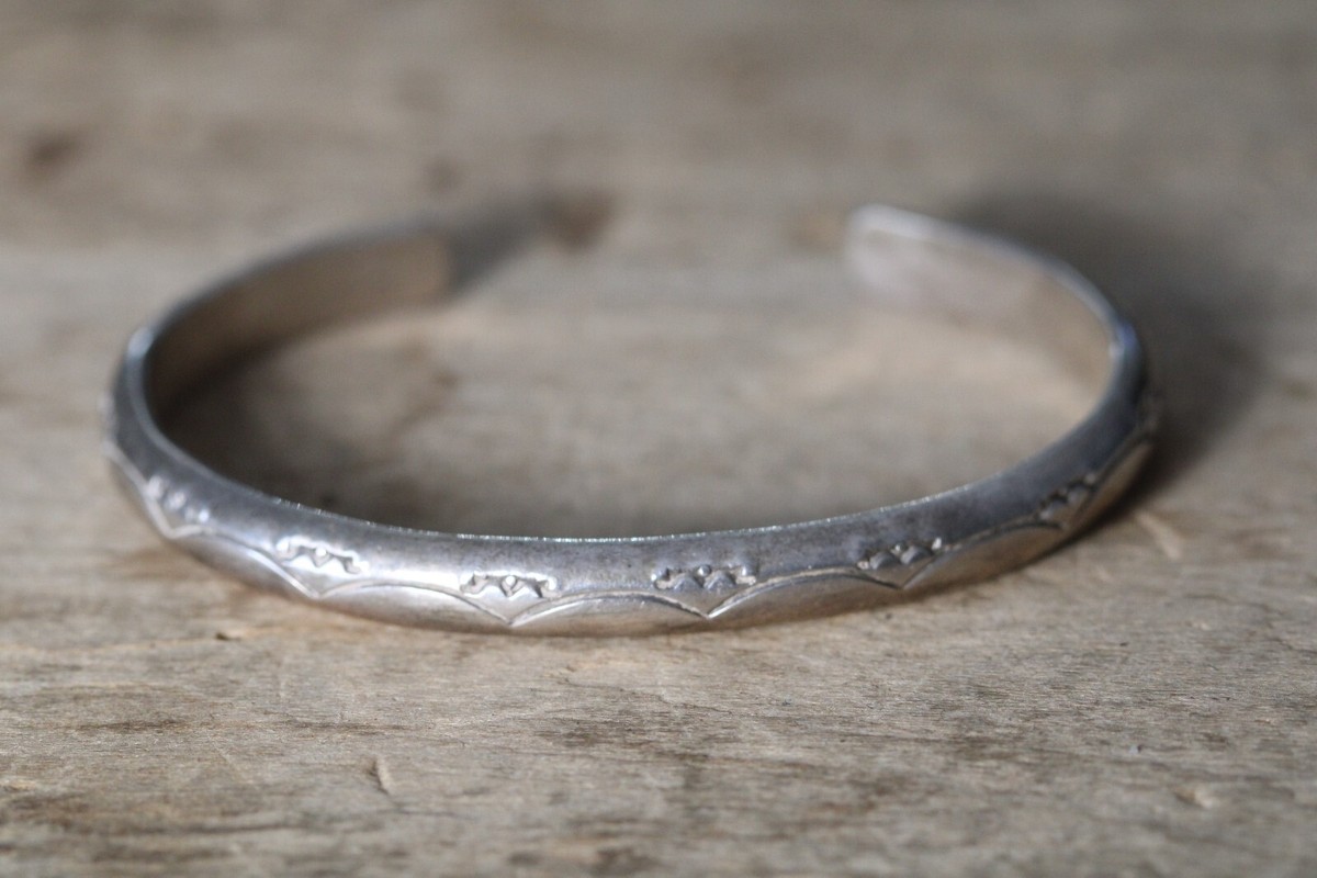 Vintage Signed GB George Begay Navajo Sterling Silver Stamp Work