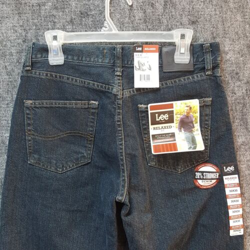 Pantalones de mezclilla Lee de ajuste relajado para hombre 30x30 pierna recta cuarzo oscuro cómodos fuertes cónicos - Imagen 4 de 10
