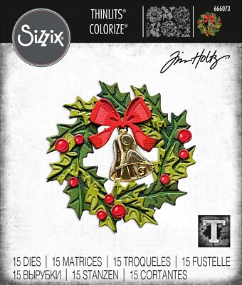 New Retired Sizzix Thinlits Yuletide Colorize 15pc #666073 Retail $34.99 T Holtz