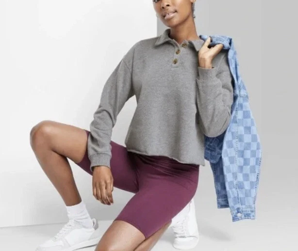 WILD FABLE FOR TARGET HEATHER GREY SWEATSHIRT CROPPED MEDIUM | eBay
