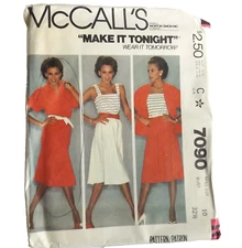 McCalls 7090 Top Skirt Sewing Pattern Size 10 Camisole Blouse Flared Ladies