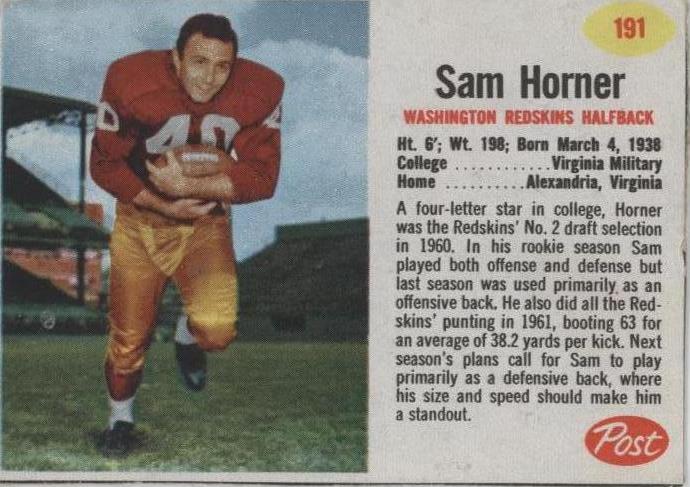 1962 Post Sam Horner #191 - 1 of 2