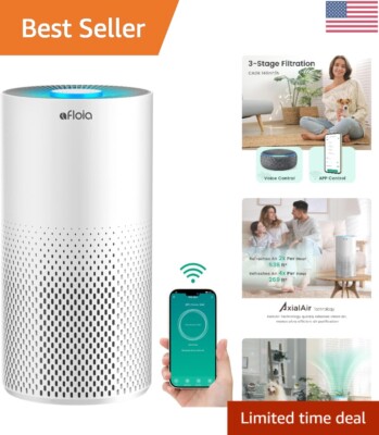 Whisper-Quiet Air Purifier with 3-Stage Filter - Remote Control & Voice Commands
