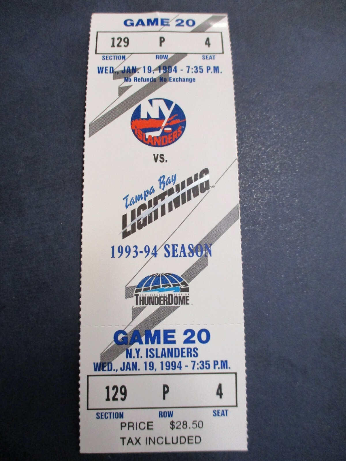 19931994 Season ThunderDome Tampa Bay Lightning vs. N.Y. Islanders Game 20 eBay
