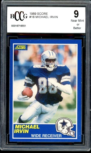 Michael Irvin Rookie Card 1989 Score #18 BGS BCCG 9