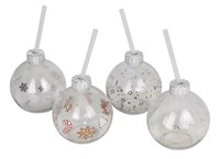 Buri Trinkglas Christbaumkugel 400Ml Strohhalm Weihnachten Winter Advent