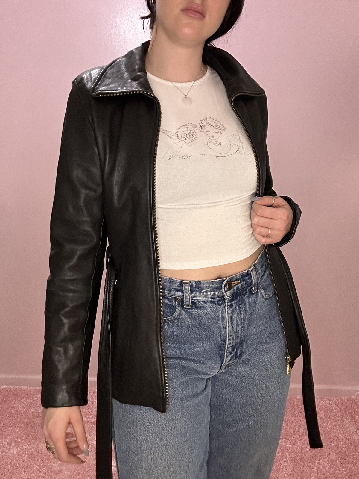 Vintage y2k early 2000s leather jacket Gem